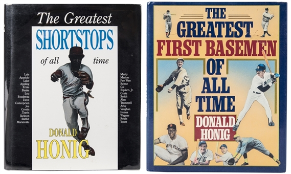 Lot of (2) Books “The Greatest Shortstops Of All Time” & “The Greatest First Basemen Of All Time” By Donald Honig – 11 Signatures Total” (PSA/DNA)